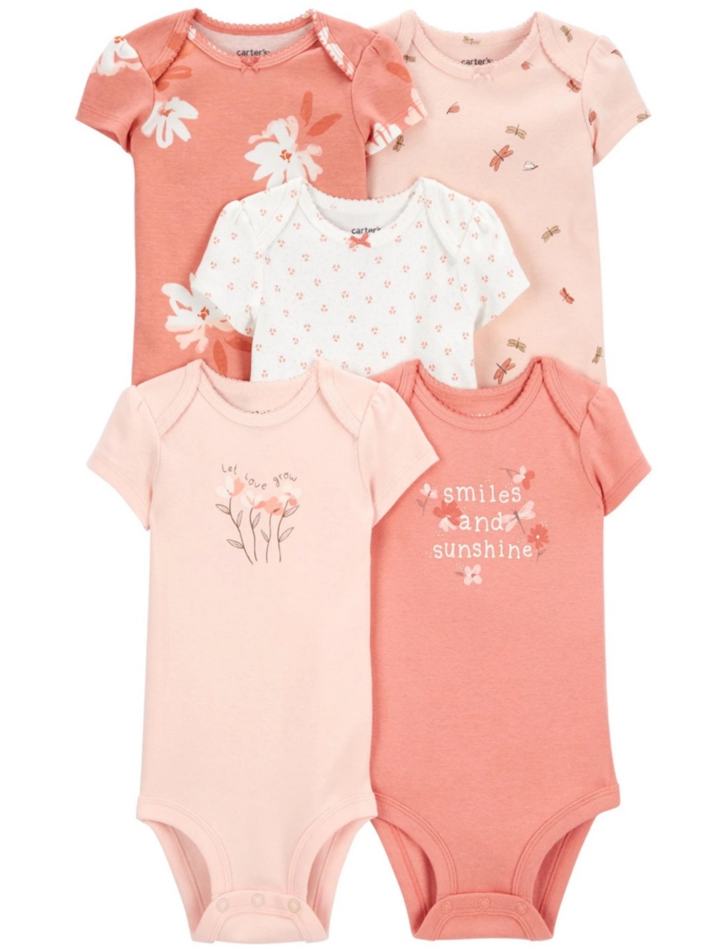 Carter's 5 Pack Short Sleeve “Smiles & Sunshine” Bodysuit